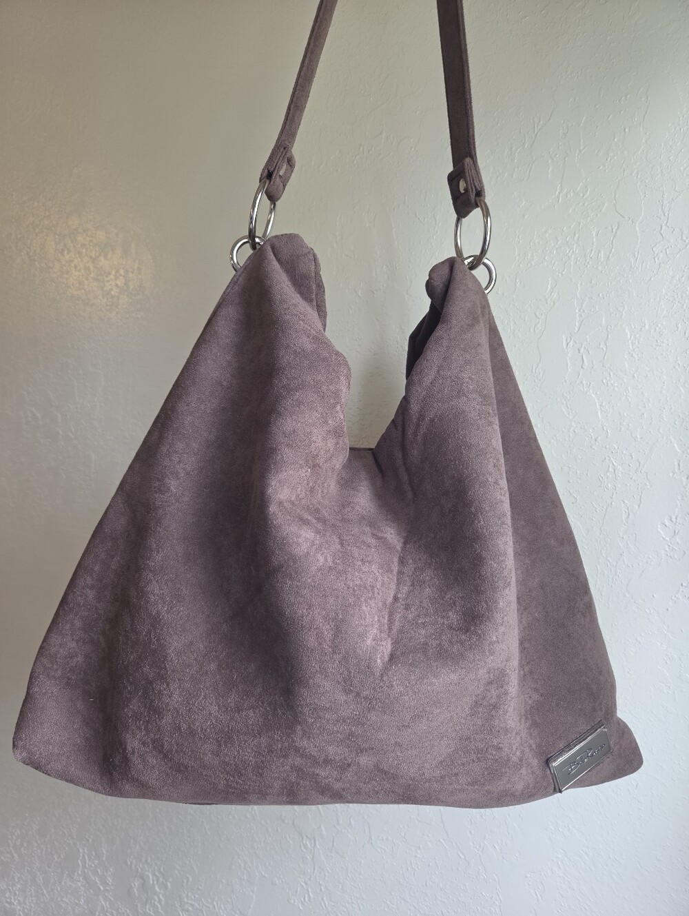 Bella Russo Taupe Faux Suede Slouchy Hobo Shoulder Bag